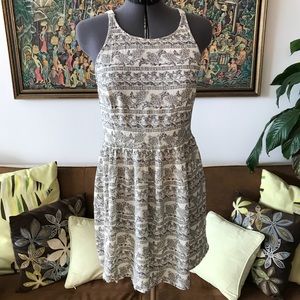 Tank Top Mini Halter Cream Greek style back cutout Dress M